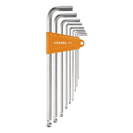 

Vessel Tools VES8309BPLINU Ball Point Hex L-Key Long Type Wrench - 9 Piece