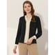 thumbnail image 3 of Blusa Allegra K de Color de Contraste con Cuello Dividido y frontal plisado Negro M, 3 of 5