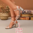 thumbnail image 4 of Rokment High Heels Dressy Sandals for Women Ladies Stylish Simple Buckles Metallic Leather Pointed Toe Chunky Heeled Summer Dress Shoes Business Office Gold Size 6.5, 4 of 7