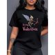 thumbnail image 1 of Valentine's Day Heart & Skull Print Crew Neck T-Shirt - Casual Polyester Short Sleeve Top for Women, Perfect for Summer & Spring, Archery, 1 of 7