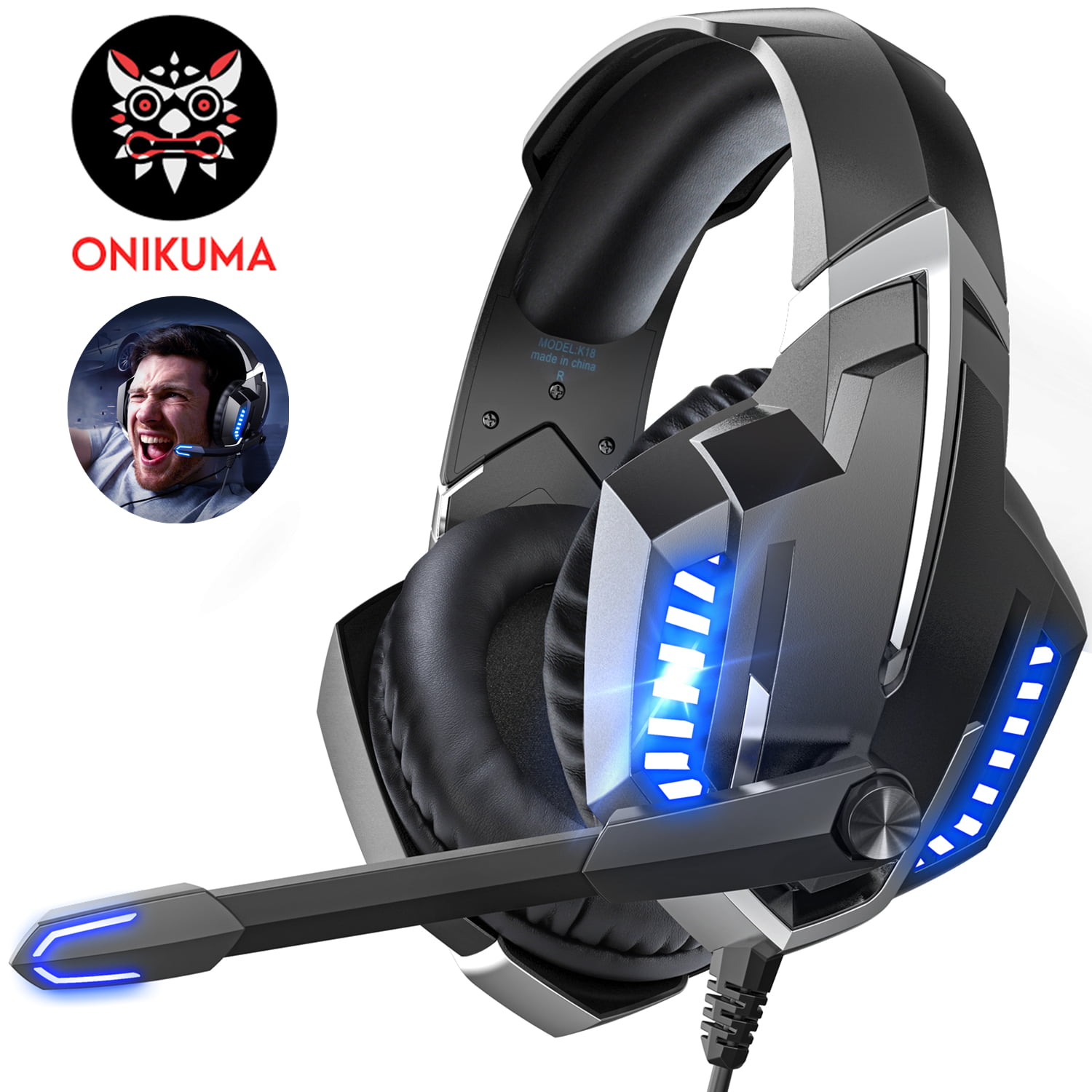 Bluetooth Connectivity Wireless Headsets Built-in Mic Bass Surround Sound Volume Control Breathable Earcups Foldable Led Light Gaming Headset-Black