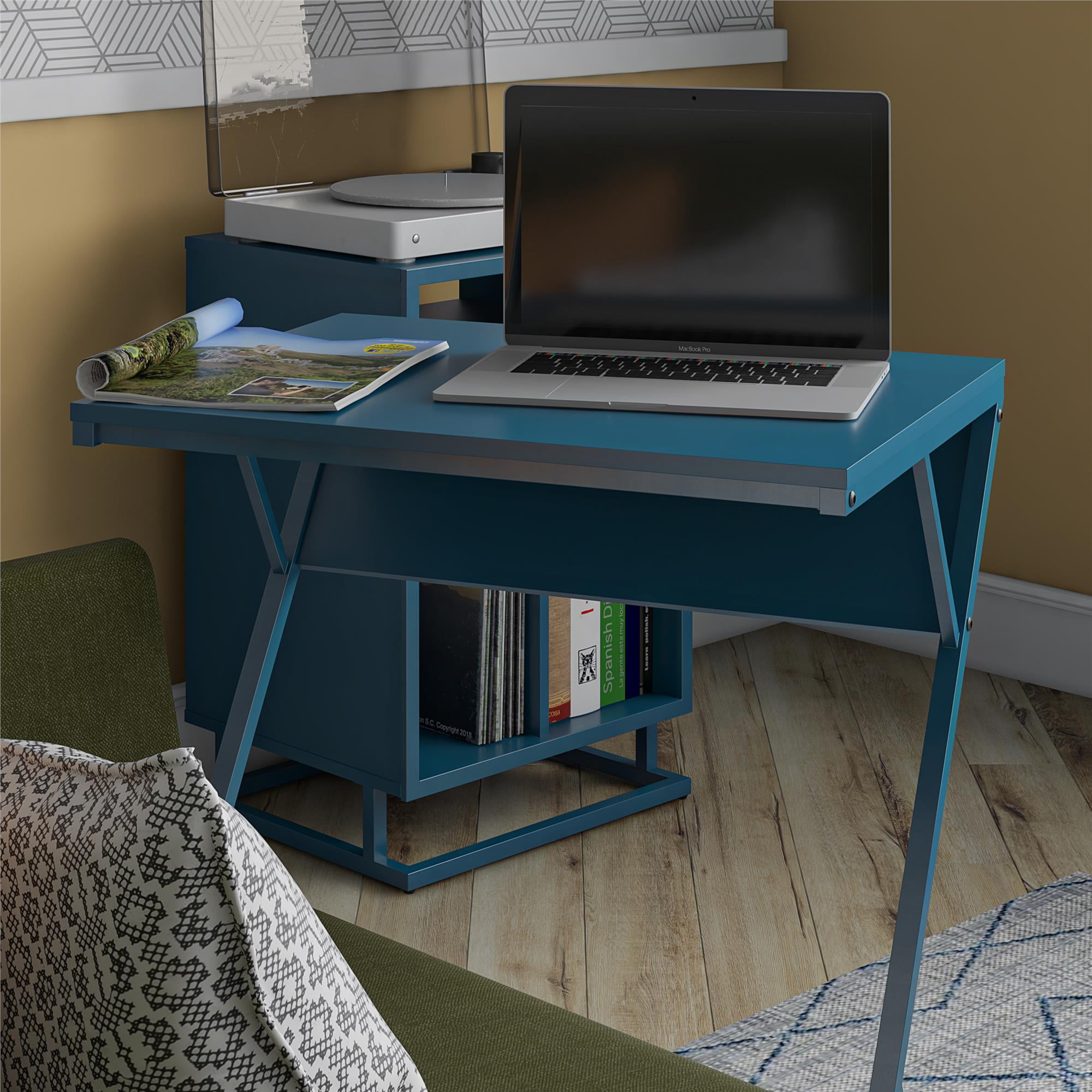 Novogratz Regal Laptop Couch Desk Accent Table Blue