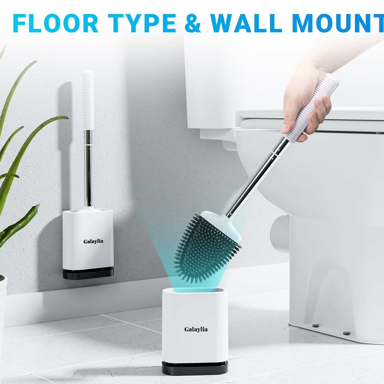 Silicone Toilet Brush and Holder Set, Automatic Toilet Bowl Brushes with Ventilation Slots Base