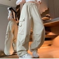 thumbnail image 5 of Girl Cargo Pants Casual Lightweight Back to School Outfit Streetwear Pants Girl Khaki Pants, Size 6-16 Years, 5 of 5