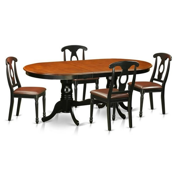 Pemberly Row 5-piece Dining Set with Leather Seat in Black