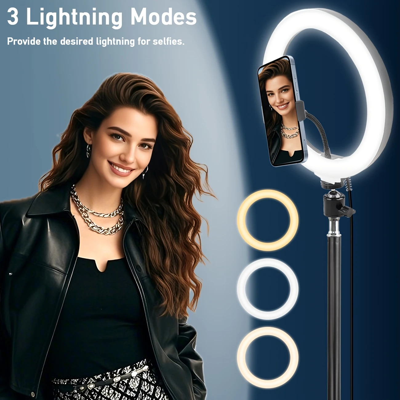 ZOMEI 10" RGB Ring Light w/63" Stand, Dimmable LED for Selfie/Makeup/Live, USB Powered, Phone Stand & Clamp, Portable