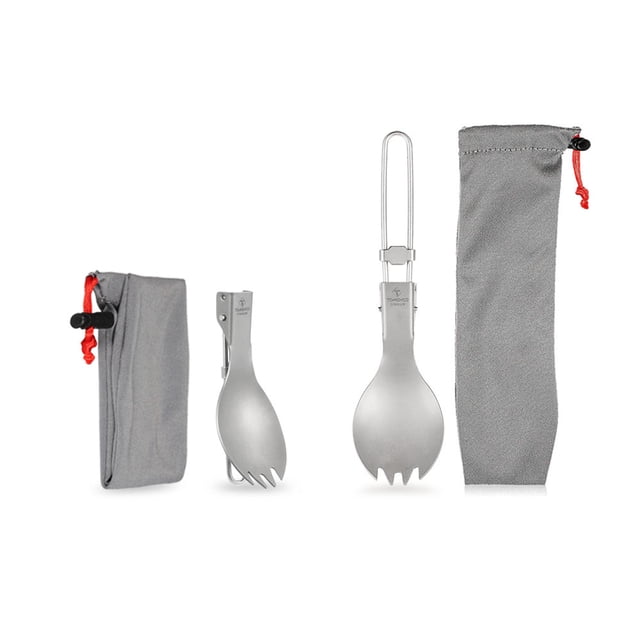 Eccomum Titanium Folding Spork Outdoor Camping Hiking Backpacking Dinner Spork Utensil Tableware