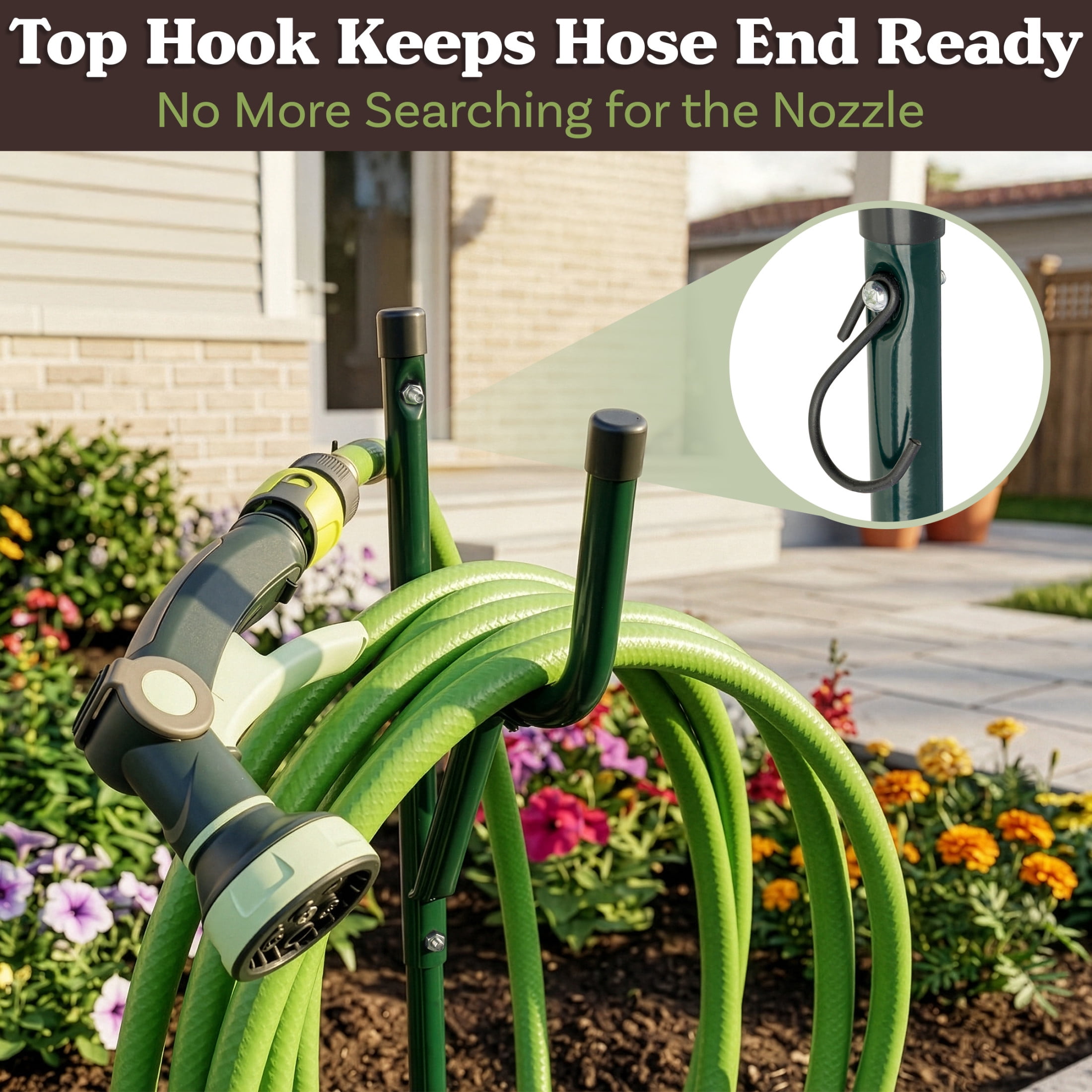 Pure Garden Water Hose Stand - Garden Hose Holder Freestanding Reel for 65.6ft of Hosing