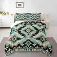 thumbnail image 2 of Manfei Western Boho Print Full Size Comforter Sets,Ancient Aztec Geometric Bedding Comforter Set,Cyan Black Bedding Sets For Men Women,Super Cozy Room Decor Reversible,3-Piece, 2 of 8