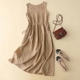 thumbnail image 2 of FAIWAD Robe Débardeur en Coton et Lin pour Femme Été Sans Manches à Cordon à la Taille Robe d'Été Décontractée à Col Rond Robes Maxi, 2 of 5