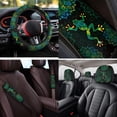 thumbnail image 4 of Binienty Boho Floral Frog Vehicle Seat Covers Full Set with Matching Car Steering Wheel Cover Seat Belt Cushion Pad Headrest Covers Auto Interior Decor Set for Van Sedan SUV Truck 14 Pieces, 4 of 7