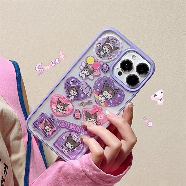 Funda de teléfono Kawaii Sanrio Hello Kittys Stuff Kuromi para Iphone 14/13/12/11Promax, suave funda de silicona, juguetes de regalo de Anime para niñas