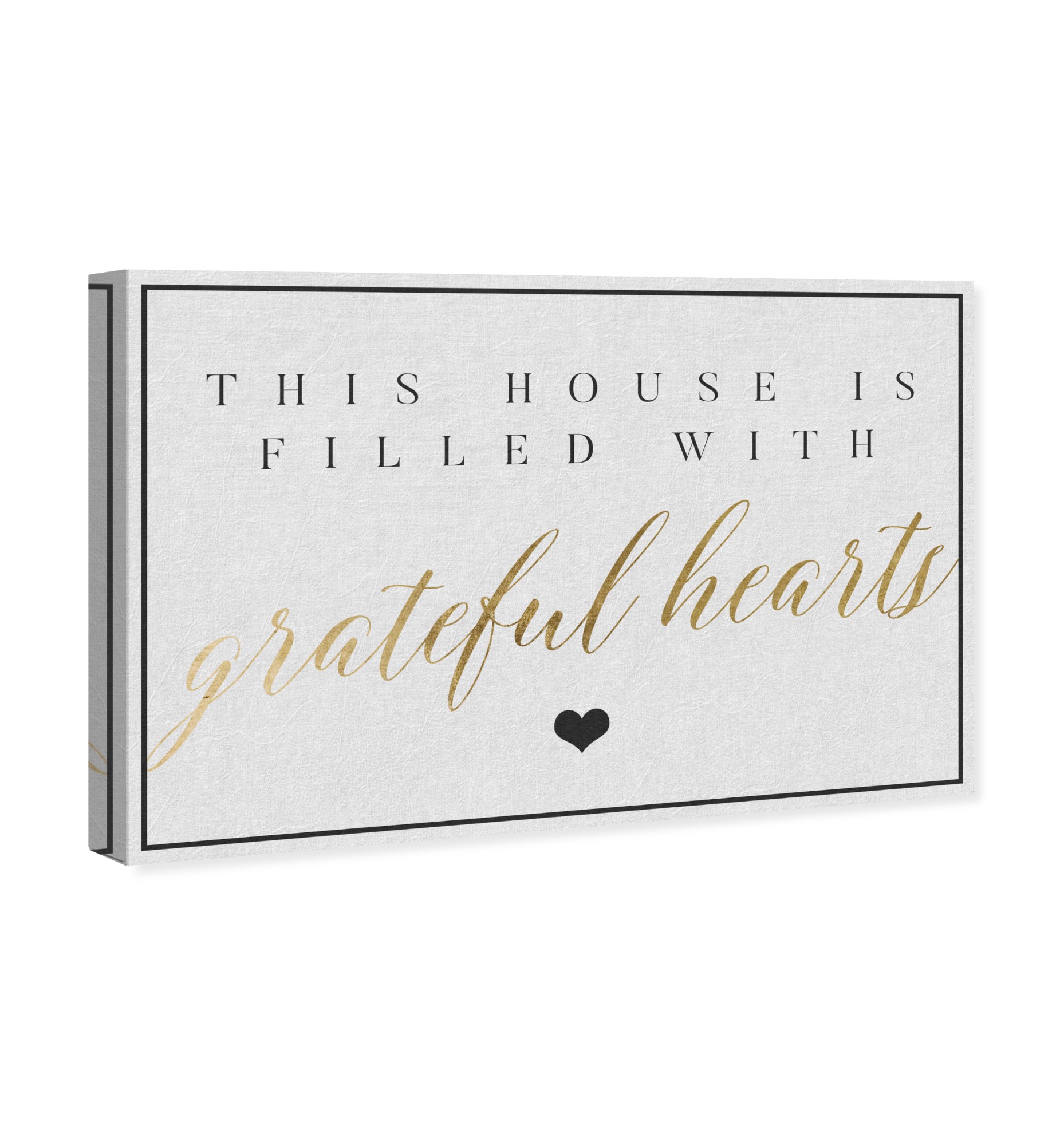 Runway Avenue Typography and Quotes Wall Art Canvas Prints 'This Home Has Grateful Hearts' Inspirational Quotes and Sayings - Gold, White