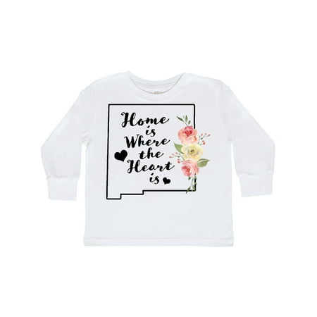 

Inktastic New Mexico Home is Where the Heart is with Watercolor Floral Gift Toddler Boy or Toddler Girl Long Sleeve T-Shirt