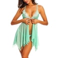 thumbnail image 2 of POTETI Lingerie Women Army Green Mesh See Through Sleepwear Flowy Lace Nightdress, 2 of 6
