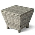thumbnail image 2 of Funnil Outdoor Wicker Side Table for Patio Deck Garden, All-weather Rattan Small Storage Box End Table, Resin Coffee Table with Iron Frame, Gray, 2 of 21
