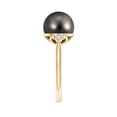 thumbnail image 3 of Angara Tahitian Cultured Pearl Ring with Trio Diamonds in 14K Yellow Gold for Women | June Birthstone Jewelry for Her, 3 of 8