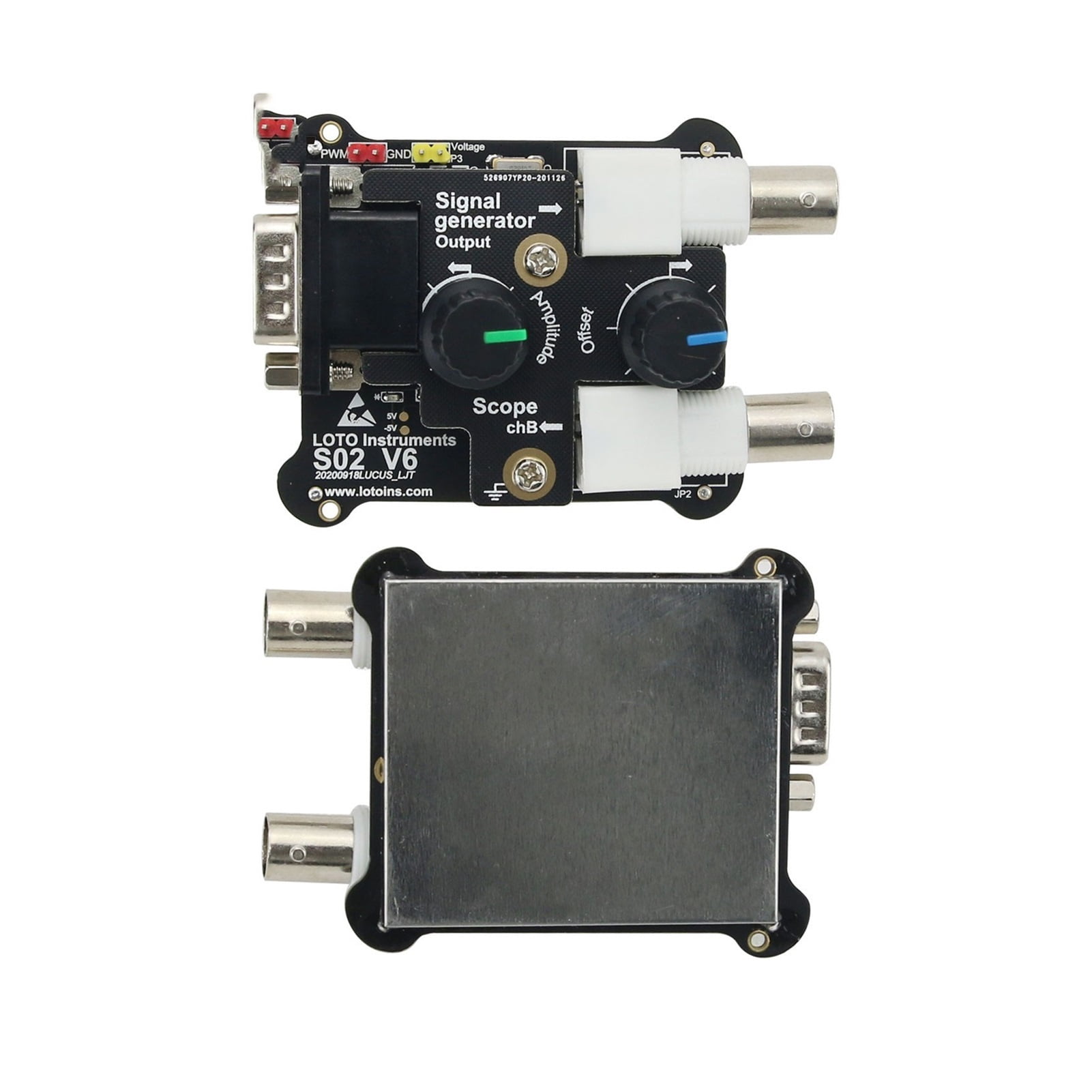 3 In 1 USB PC Virtual Digital Oscilloscope 2CH 20M Bandwidth 50MSa/s + 13MHz Signal Generator + 4CH Logic Analyzer