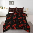 thumbnail image 2 of Erosebridal Bowknot Cherry Bedding Twin Comforter Set, Kawaii Fruit Down Comforter, Black Red, Breathable 2pcs, 2 of 8