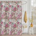 thumbnail image 3 of Shower Curtain Watercolor Floral Green Leaf Shower Curtains for Bathroom Decor, Waterproof Polyester Shower Curtain Set with Hooks, Small Stall Size 36" x 72" Pink Peony, 3 of 9