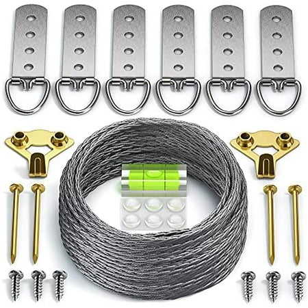Heavy Duty Picture Wire Hanging Kit – D-Ring Screws Hanging Hooks Level. Supports up to 100 lbs 50+ Feet (15.25M) Stainless Steel Wire Hanger$$Tools & Hardware Other Heavy Duty Picture Wire Hanging Kit – D-Ring Screws Hanging Hooks Level. Supports up to 100 lbs 50+ Feet (15.25M) Stainless Steel Wire Hanger$$Tools & Hardware Other
