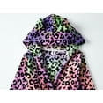 thumbnail image 5 of Topgal Rainbow Black Leopard Robe for Girls Fleece Toddler Kids Teen Spa Hooded Bathrobe Size 18, 5 of 7
