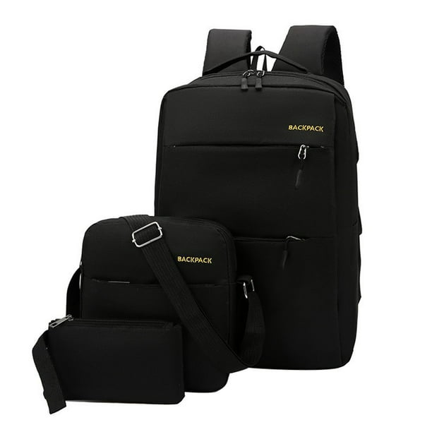 Mochila de viaje para portátil, mochila grande para hombre y mujer, mochila de negocios de 17 pulgadas con bandolera y monedero, mochila universitaria resistente de tres piezas.