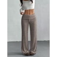 thumbnail image 3 of Women’s Knit Straight-Leg Pants, Soft Stretch Casual Trousers, Lightweight Striped or Solid Lounge Bottoms, High-Waist Relaxed Fit Pants for Daily Wear & Travel, 3 of 6