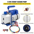 thumbnail image 3 of KFFKFF 4CFM Vacuum Pump, 1/4HP, for HVAC A/C Refrigeration - Single Stage Rotary Vane with 1 Valve AC Gauge Set, 3 of 9