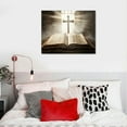 thumbnail image 5 of Nawypu Open Holy Bible with Wooden Cross Canvas Wall Art, Christian Decorations for Home, Mind Pray Picture Living Room Decor Bedroom Kitchen Decorative Painting, 5 of 6