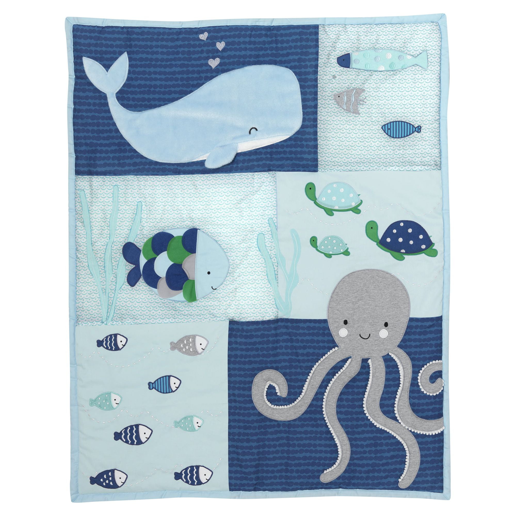 Lambs & Ivy Oceania 6-Piece Crib Bedding Set - Blue, Gray, White, Aquatic