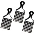 thumbnail image 1 of Luxxii (paquete de 3) 7 pulgadas negro Afro Pick Lift peine para el cabello desenredar peluca trenza pelo hombre peinado peine (negro), 1 of 5