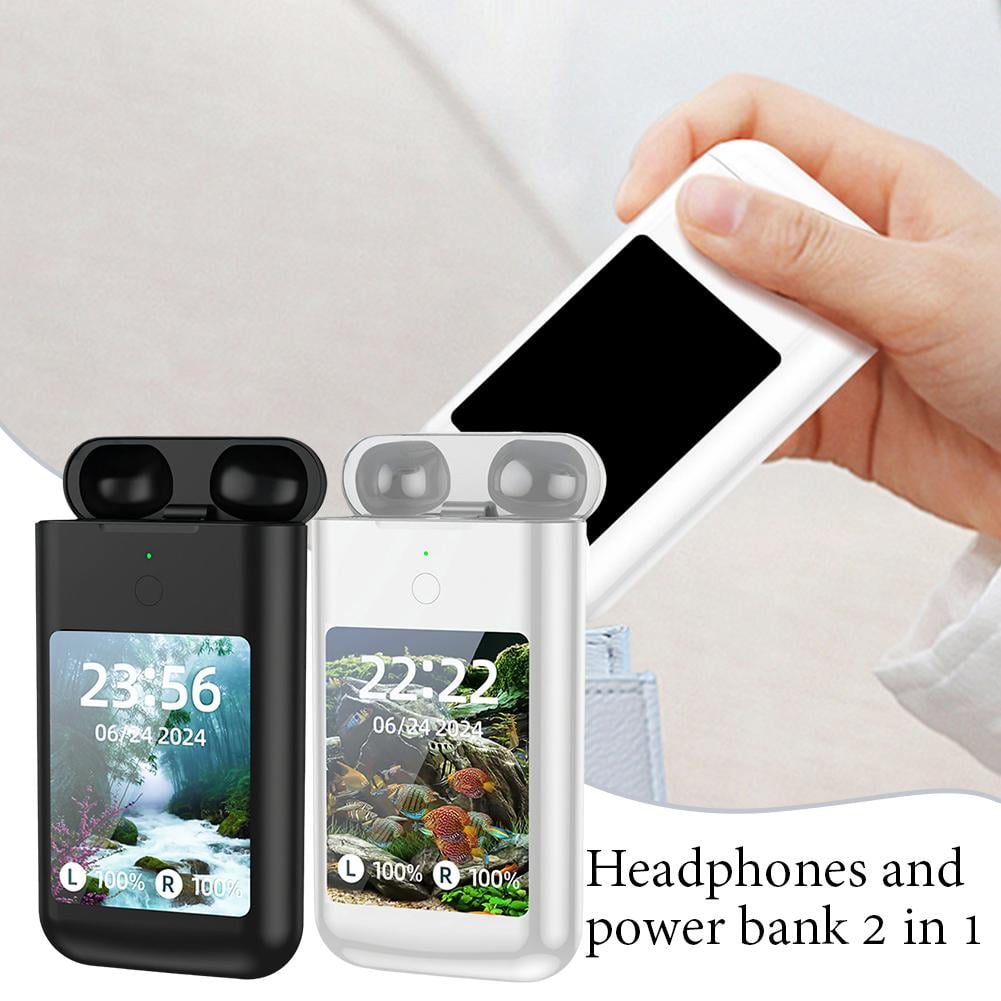 3in1 Large Screen Earphone 8000mAh Power Bank LED Flashlight Wireless Head ZUB
