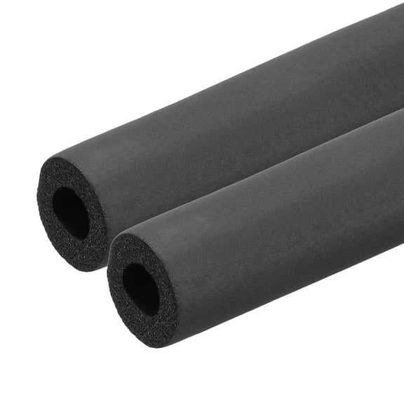 Uxcell 5/8" (16mm) ID x 1.3Ft x 0.35" Pipe Insulation Foam Tube, 2Pcs Pipe Cover Wrap Roll Bar Tubing for Handle Grip HVAC Air Conditioner Units, Black