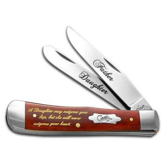 Case XX Knives Father-Daughter Dark Red Bone Trapper Stainless Pocket Knife CAT-FD/RSB