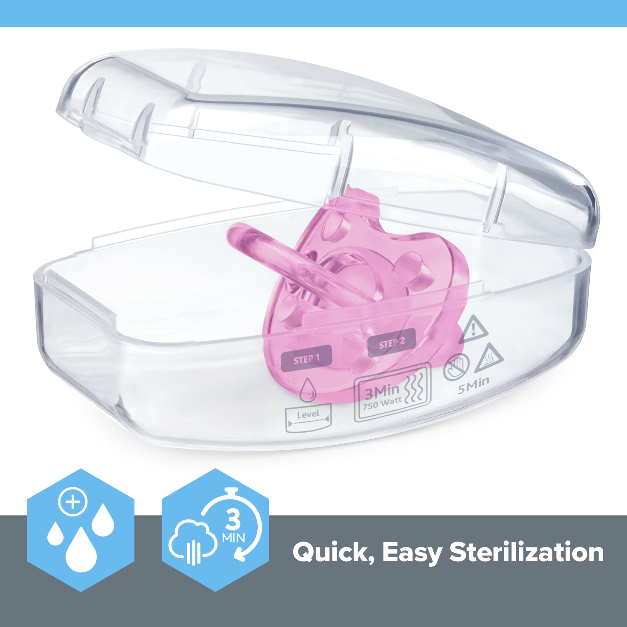 Chicco PhysioForma® Orthodontic One-Piece Silicone Pacifier, 2-Pack, 6-16m - Pink