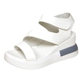 thumbnail image 5 of Rokment Platform Wedge Sandals for Women 2026 Summer Trendy Casual Leather Open Toe Adjustable Ankle Strap Chunky High Heels Comfortable Walking Dressy Shoes White Size 6.5, 5 of 6