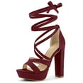 thumbnail image 1 of BLISSFUL STEP Sandales à Talons Hauts Épais à Plateforme à Lacets pour Femmes, 1 of 6