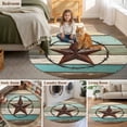 thumbnail image 6 of Texas Star Western Round Area Rug 5ft Washable Large Round Rug for Living Room, Soft Non-Slip Circle Rugs for Dining Room, Vintage Teal Brown Wooden Farmhouse Floor Carpet for Bedroom Entryway Office, 6 of 7