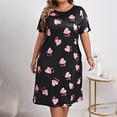 thumbnail image 2 of WTXUE Oversized Sleep Shirts Casual Pajamas Women's Plus Size Floral Print Nightgown Short Sleeve Round Neck Midi Night Dress Soft Sleep Shirts Comfy&nbsp;Pullover Loose House Dresses Black Xl, 2 of 8