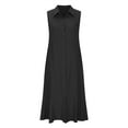 thumbnail image 4 of Birdeem Mode Femmes Printemps/été Robe Décontractée Col en V Unie Bouton Sans Manches, 4 of 10