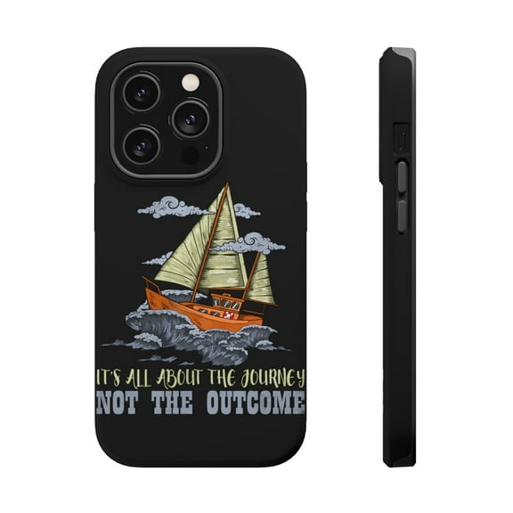 DistinctInk Tough Case for Apple iPhone 15 PRO (6.1" Screen), Compatible with MagSafe Charging - About The Journey Not The Outcome