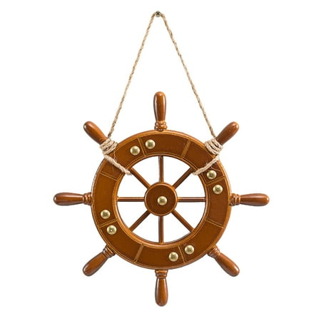 

Mediterranean Style Wooden Pendant Retro Old Ship Helmsman Steering Wheel Home Background Wall Decoration Pendant 1PC Hanging Door Beads Christmas Decorations Beads Pearl String Beads Garland Beads