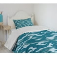 thumbnail image 4 of Ambesonne Blue Quilted Bedspread Set 2 Pcs, Camouflage Oceanic Colors, Twin Size, Slate Blue Pale Blue, 4 of 6