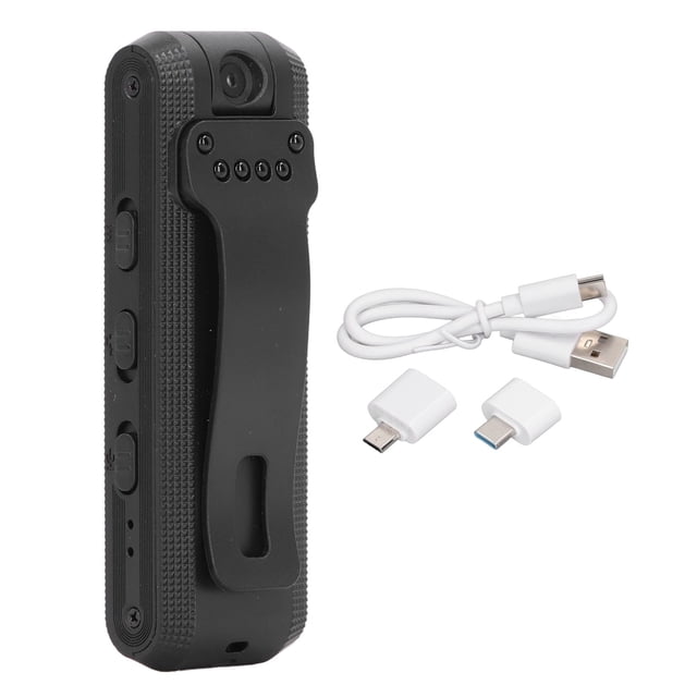 Cámara HD giratoria de 180° con clip trasero antivibración y grabación automática, grabadora de reuniones para oficinas y almacenes.
