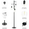thumbnail image 5 of Industrial Floor Lamp for Living Room, 3 Floor Lamp Hanging Bubble Glass Shade, 5 of 7