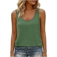 thumbnail image 3 of UDAUDU Tank Top for Women Casual Loose Fit Crew Neck Sleeveless Shirts Strap Lace Camisole 2026 Summer Tops Green M, 3 of 9