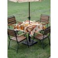 thumbnail image 3 of Outdoor Tablecloth with Umbrella Hole and Zipper, Fall Square Table Cloth 54x54 Inch Waterproof Tablecloth, Thanksgiving Gnomes Autumn Maple Leaf Pumpkin Picnic Table Cover for Patio Camping, 3 of 7