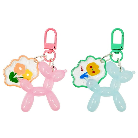 Wrapables Cute Balloon Dog Keychain, Bag Charm Accessory for Purse Handbag Backpack (Set of 2), Pink and Blue