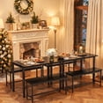 thumbnail image 4 of 3-Piece Dining Room Table, Kitchen Dining Table Set with 2 Benchs for Apartment Breakfast Nook and Samll Space, Black, 4 of 10